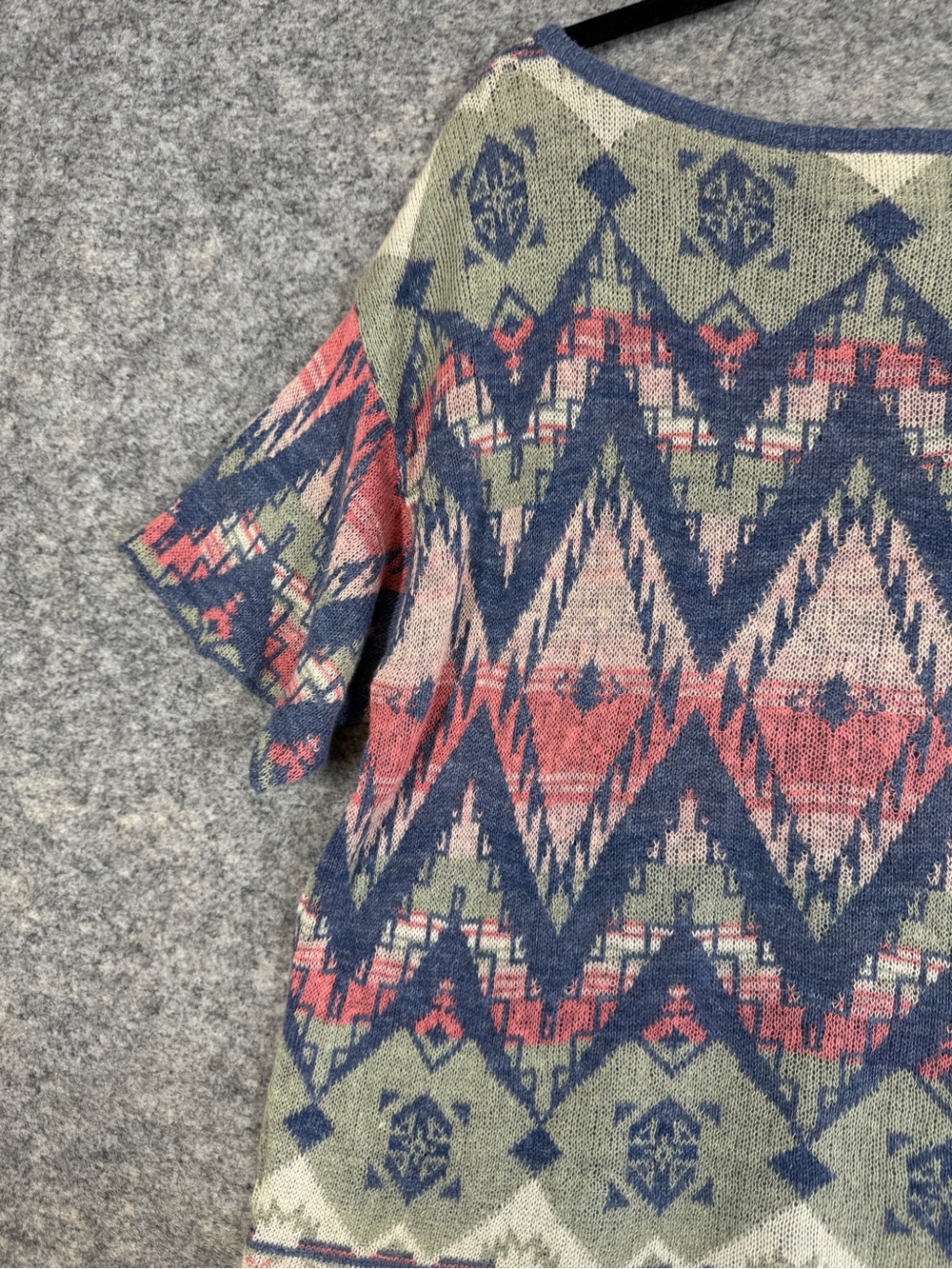 Denim & Supply Ralph Lauren Cotton Blend Aztec Knit Top Blue Small Boho Festival - Picture 12 of 14